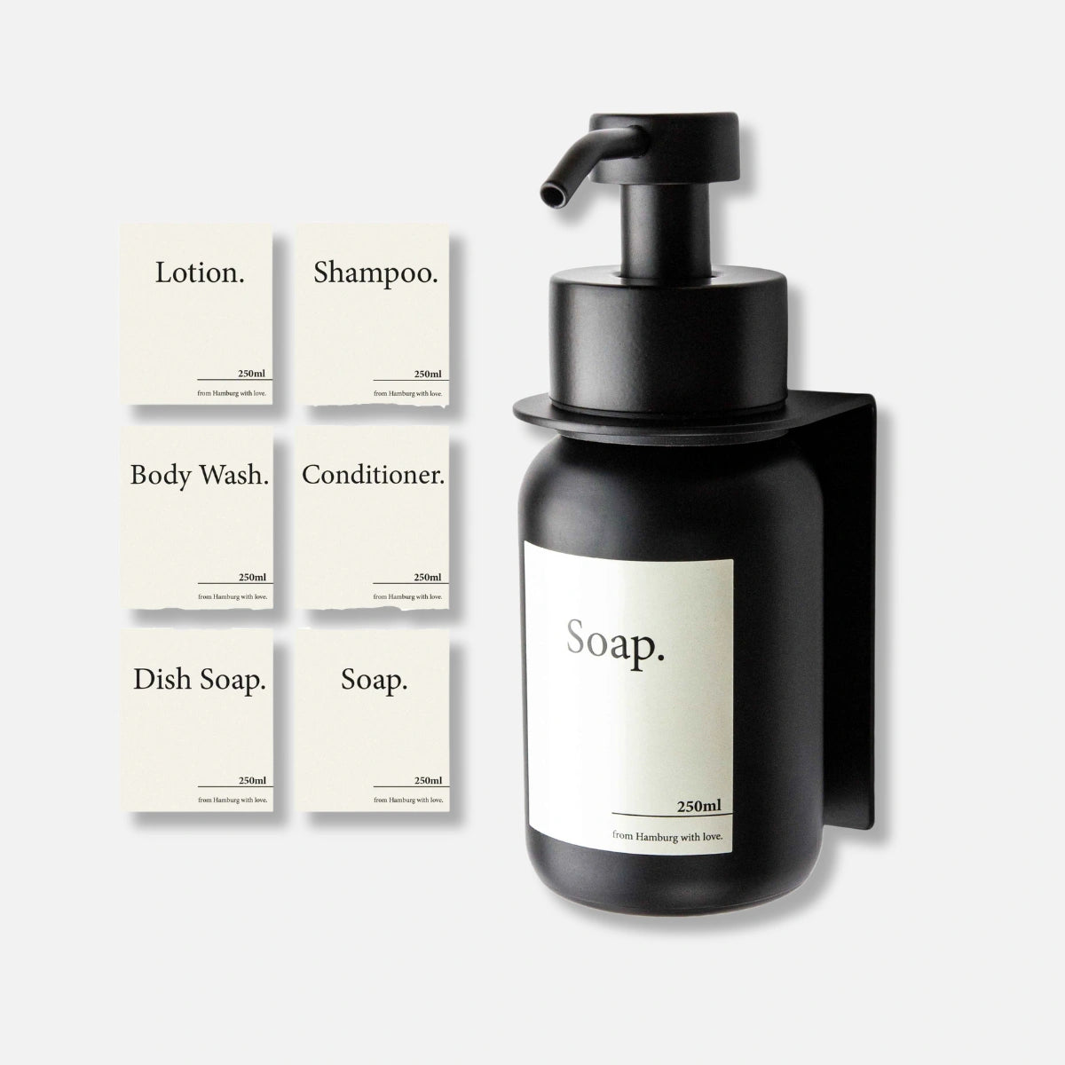 Dispensador de jabón de pared, sin taladros, color negro