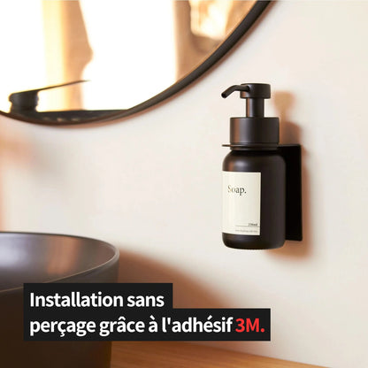Dispensador de jabón de pared, sin taladros, color negro