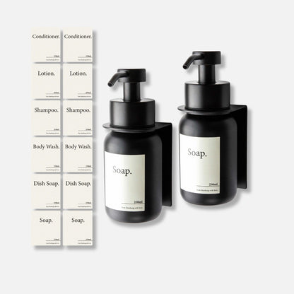 Dispensador de jabón de pared, sin taladros, color negro