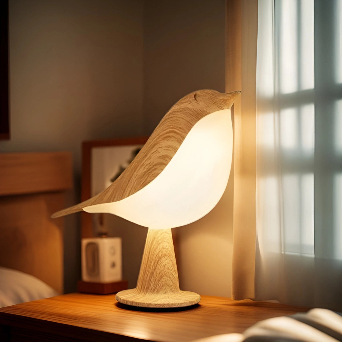 Lampe Oiseau en Bois