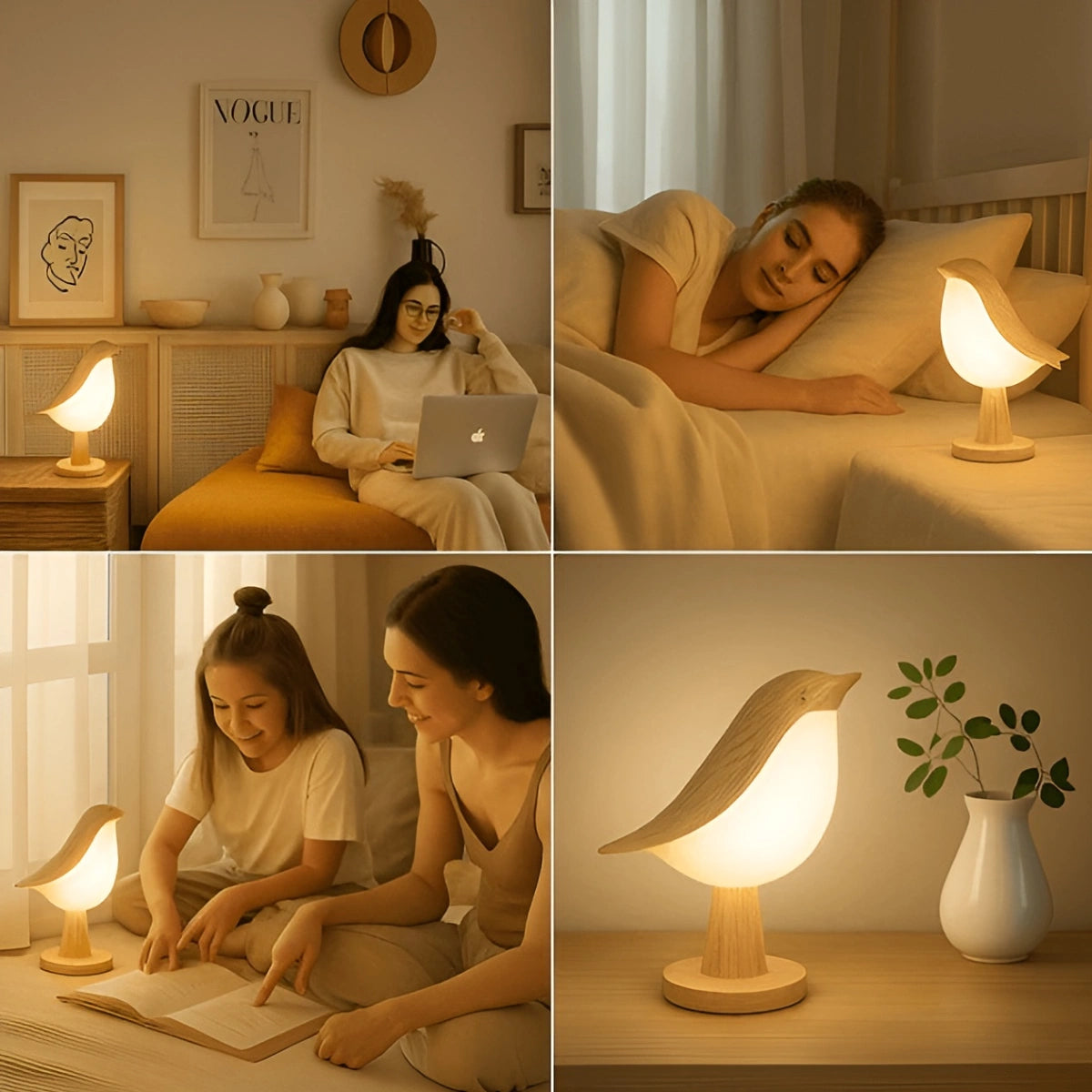Lampe Oiseau en Bois