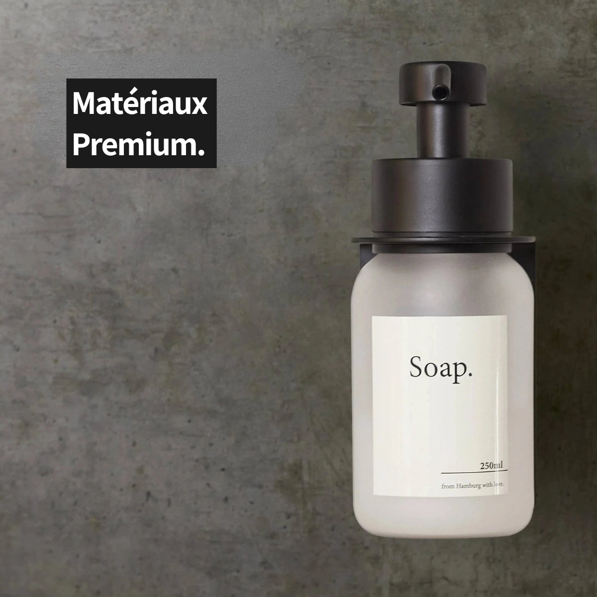 Dispensador de jabón de pared, sin taladros, color negro