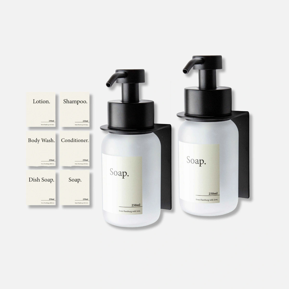 Dispensador de jabón de pared, sin taladros, color negro