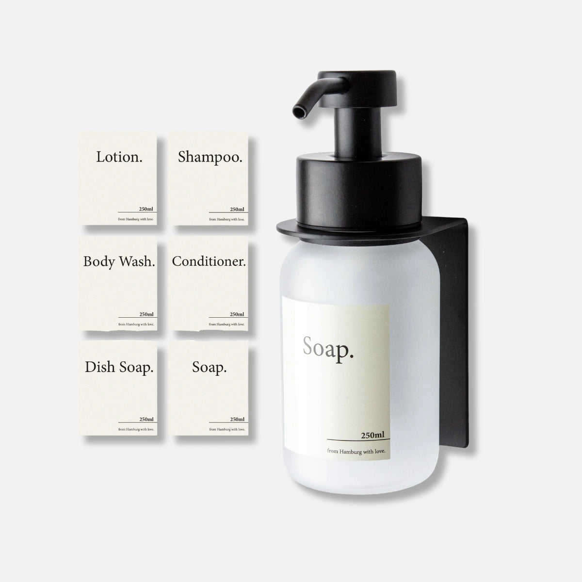 Dispensador de jabón de pared, sin taladros, color negro