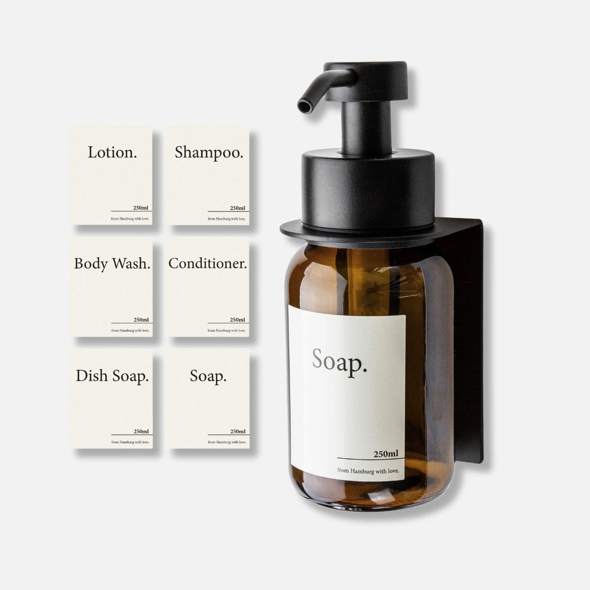 Dispensador de jabón de pared, sin taladros, color negro