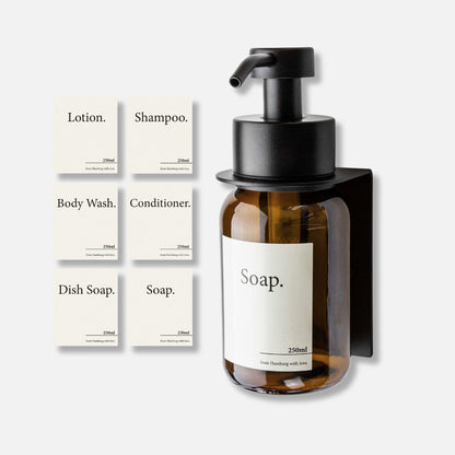 Dispensador de jabón de pared, sin taladros, color negro