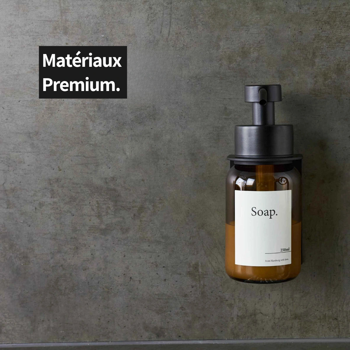 Dispensador de jabón de pared, sin taladros, color negro