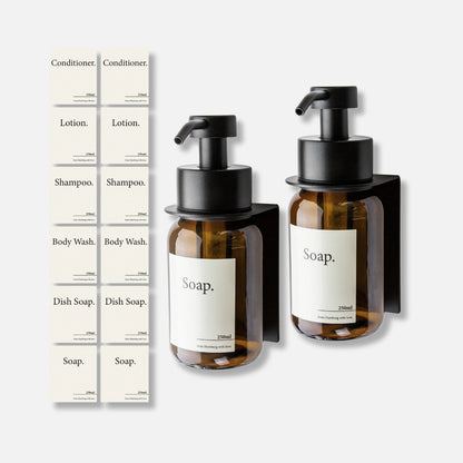 Dispensador de jabón de pared, sin taladros, color negro