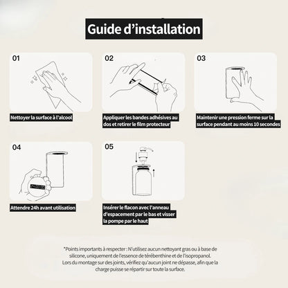 Dispensador de jabón de pared, sin taladros, color negro